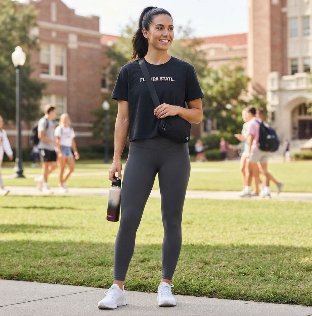 Lululemon Florida State University FSU Seminoles Graphic Tee T-Shirt Black Sz 6